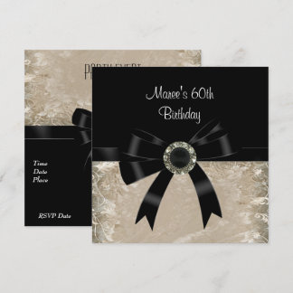 60. Antique Paper Black Diamond Jewel Bow Einladung