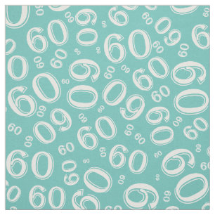60. Aquamarines und weißes Zufallszahlenmuster 60 Stoff