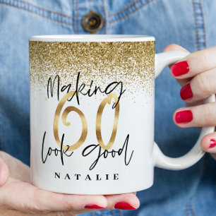 60 aussehen als gute Gold Glitzer Geburtstags-Gefa Tasse