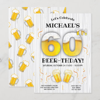 60. Beer Birthday Party Meilenstein Einladung