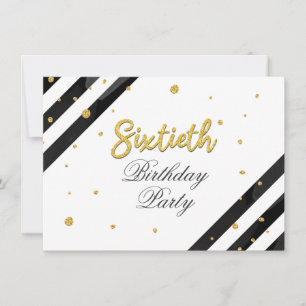 60. Birthday Geometric Script Gold Glitzer Party