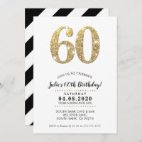 60. BIRTHDAY PARTY INVITE Moderner Glitzer