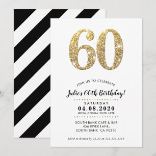 60. BIRTHDAY PARTY INVITE Moderner Glitzer Einladung