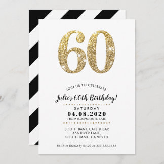 60. BIRTHDAY PARTY INVITE Moderner Glitzer Einladung