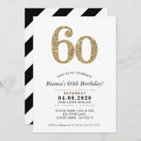 60. BIRTHDAY PARTY INVITE Moderner Glitzer