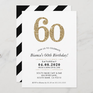 60. BIRTHDAY PARTY INVITE Moderner Glitzer Einladung