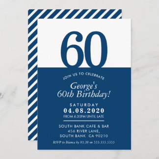 60. BIRTHDAY PARTY INVITE moderner minimaler schwa Einladung