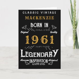 60. Birthday Sixty Sixtieth Born 1961 Legendary Karte