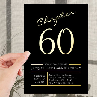 60 Black 60. Geburtstagsparty Gold Folieneinladung