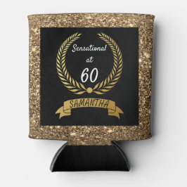 60. Black Gold Glitzer Elegante Geburtstagsparty Dosenkühler