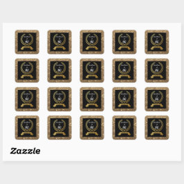60. Black Gold Glitzer Elegante Geburtstagsparty Quadratischer Aufkleber