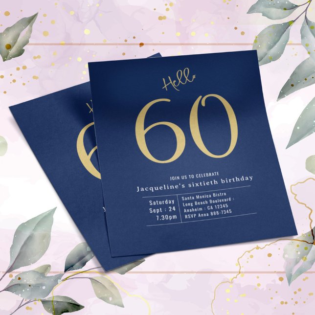 60 Blue Gold Budget 60. Geburtstag Einladung Flyer (Von Creator hochgeladen)