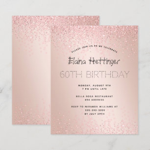 60. Budget Geburtstag Glitzer Rose Gold Metal