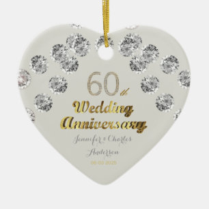 60. Diamant-Hochzeitstag-Goldtypographie Keramik Ornament