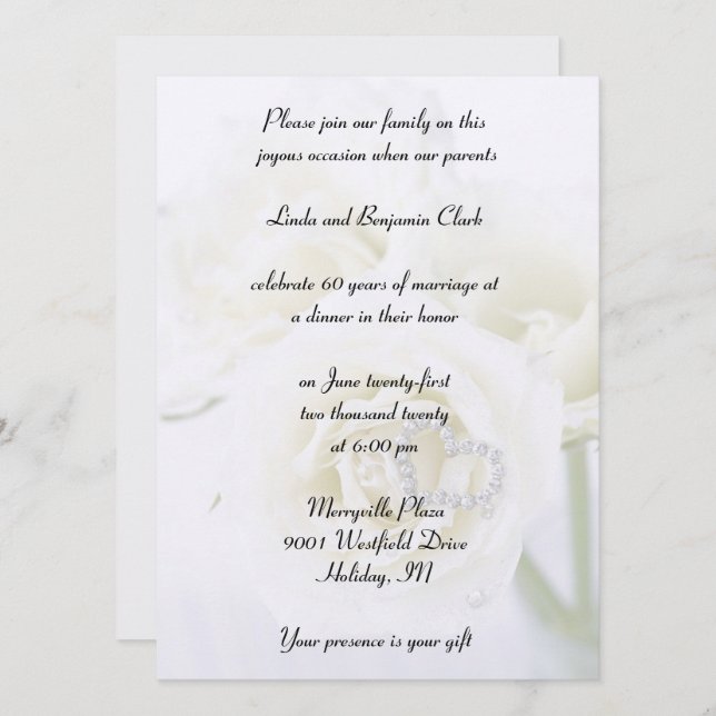 60. Diamant-Jubiläumsfeier Einladung (Vorne/Hinten)