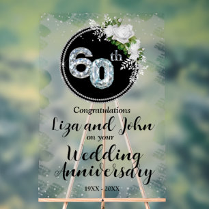 60. Diamantene Hochzeit Acrylschild