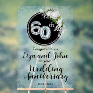 60. Diamantene Hochzeit Acrylschild