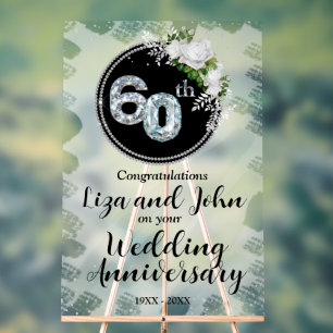 60. Diamantene Hochzeit Acrylschild
