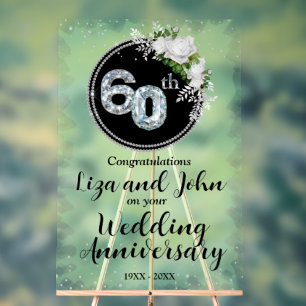 60. Diamantene Hochzeit Acrylschild