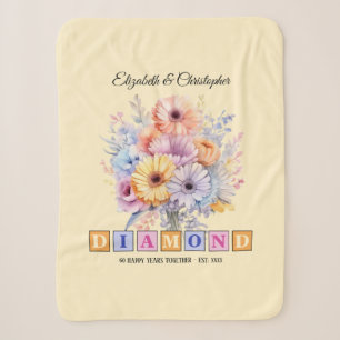 60. Diamantene Hochzeit Gerbera Blumen Pfirsich Sherpadecke