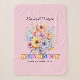 60. Diamantene Hochzeit Gerbera Blumen rosa Sherpadecke