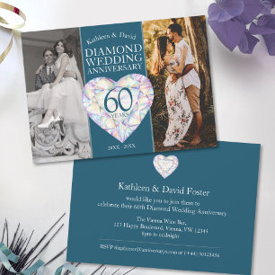 60. diamantene Hochzeit jetzt dann Foto Einladung