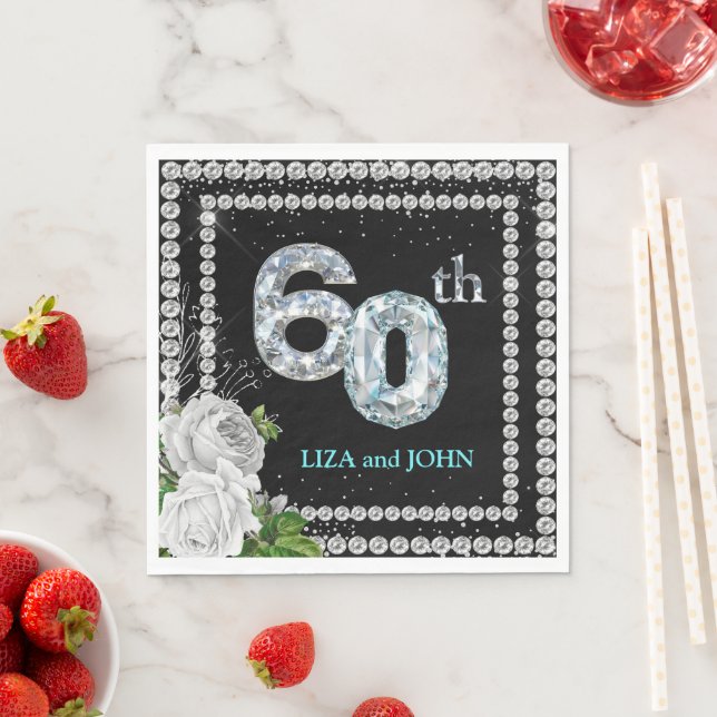 60. diamantene Hochzeit Serviette (Beispiel)