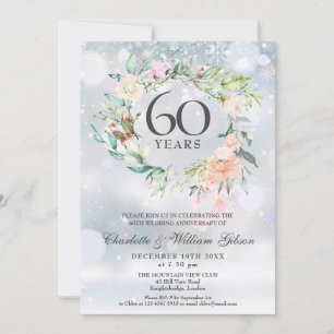 60. Diamantene Hochzeit Winter Floral Einladung