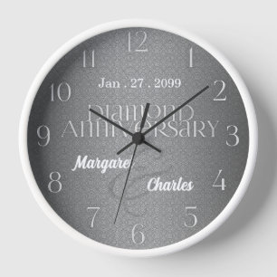 60. Diamantene Hochzeitstag-Datumsnamen Uhr