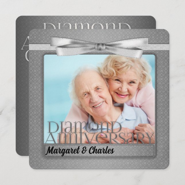 60. Diamond Anniversary Custom Foto Party Einladung (Vorne/Hinten)