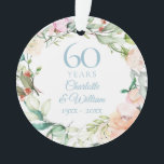 60. Diamond Anniversary Foto Rose Garland Ornament<br><div class="desc">Mit einer zarten Aquarellblütengarage kann dieses schicke botanische 60-jährige Hochzeitstag-Sake mit Ihren Jubiläumsinformationen in einem eleganten Text und Ihrem Foto auf der Rückseite personalisiert werden. Entwickelt von Thisisnotme©</div>