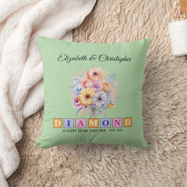 60. Diamond Jubiläum Blumengrün Kissen (Decke)