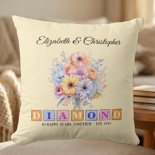60. Diamond-Jubiläum Blumenpfirsich Kissen