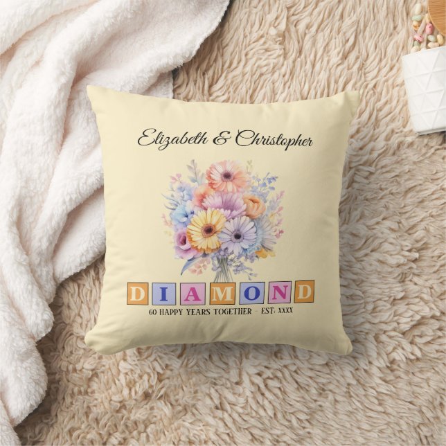 60. Diamond-Jubiläum Blumenpfirsich Kissen (Decke)