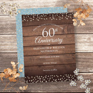 60. Diamond Jubiläum Save the Date rustikal Postkarte