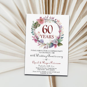 60. Diamond Überraschung Hochzeitsjubiläum Floral Einladung