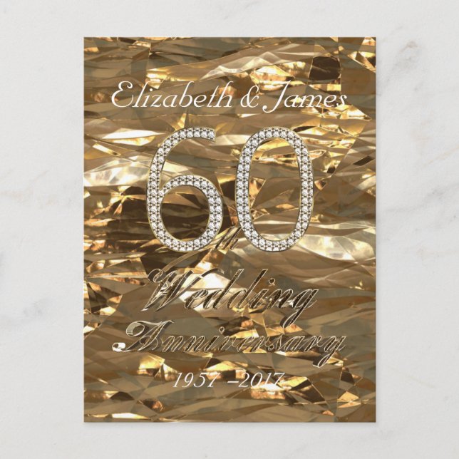 60 Diamond Wedding 60 Jahre Gold Postkarte (Vorderseite)