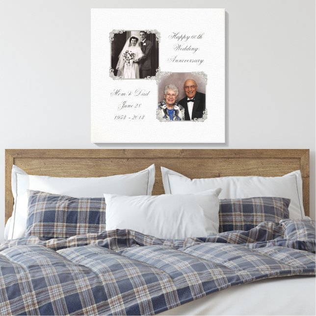 60. Diamond Wedding Anniversary Canvas Print Leinwanddruck (Insitu (Schlafzimmer))
