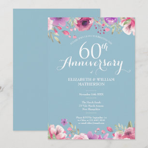 60. Diamond Wedding Anniversary Country Floral Einladung