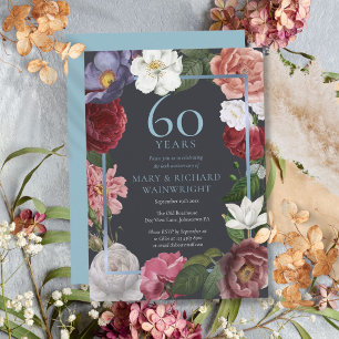 60. Diamond Wedding Anniversary Country Rose Einladung