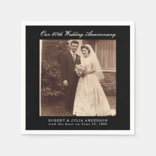 60. Diamond Wedding Anniversary Custom Foto Serviette