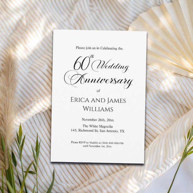 60. Diamond Wedding Anniversary Elegantes Skript Einladung (Von Creator hochgeladen)