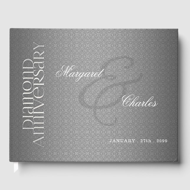 60. Diamond Wedding Anniversary Foto Party Gästebuch (Vorderseite)