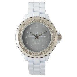 60. Diamond Wedding Annivsersary Silver Armbanduhr