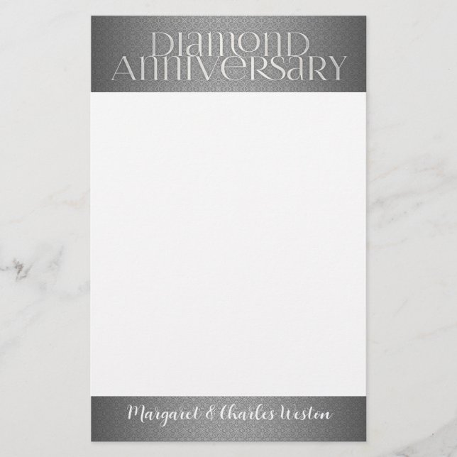 60. Diamond Wedding Annivsersary Silver Briefpapier (Vorderseite)