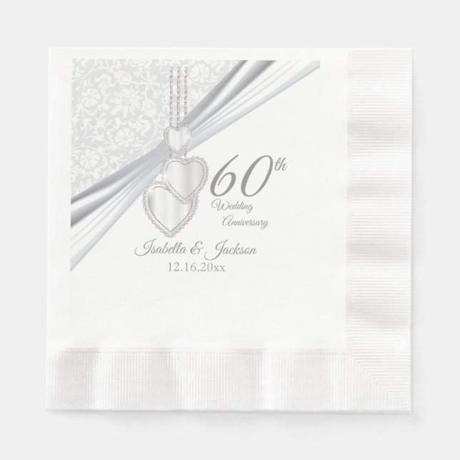 60. Diamond Wedding Jubiläum 2 Serviette (Vorderseite)