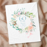 60. Diamond Wedding Jubiläum Blumengarland Fleecedecke<br><div class="desc">Mit einem zarten Aquarellblumengarten kann diese schicke botanische Fliegendecke aus 60-jährigem Hochzeitstag mit Ihrem Jubiläum in eleganter diamantblauer Typografie personalisiert werden. Entwickelt von Thisisnotme©</div>