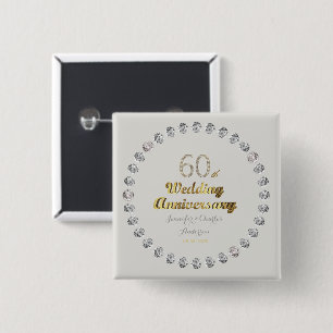 60. Diamond Wedding Jubiläum Gold Typografie Button