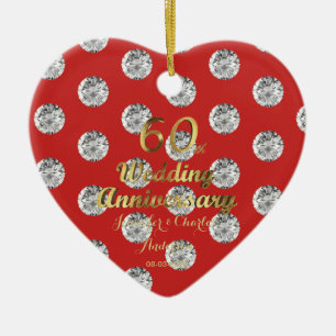 60. Diamond Wedding Jubiläum Gold Typografie Keramik Ornament