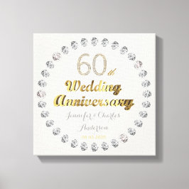 60. Diamond Wedding Jubiläum Gold Typografie Leinwanddruck